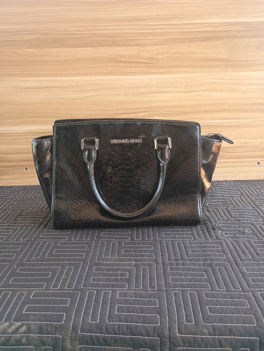 Michael Kors Selma Embossed-Leather Satchel
